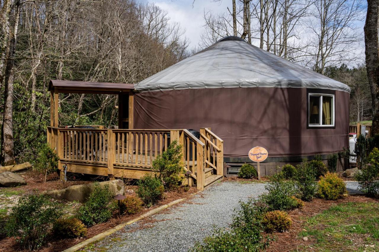 Tranquil Haven Luxy Yurt - Creekside Glamping With Private Hot Tub Topton Exterior foto